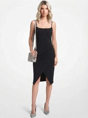 LUSH Black Spaghetti Strap Tulip Hem Midi Dress Women’s Size Small Cocktail New